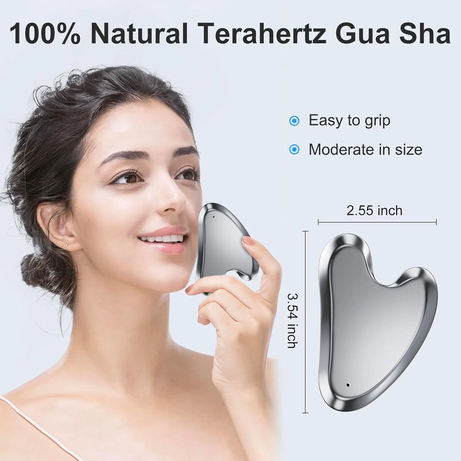 Массажер для лица Gua Sha Terahertz ZminRN, серебристый — фото 2