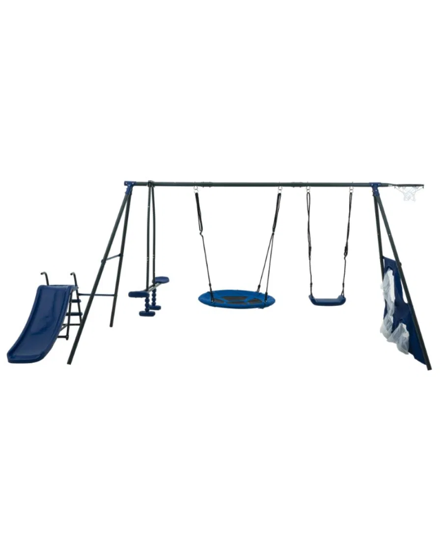 Детский игровой комплекс «Захватывающая тарелка» с горкой Streamdale Furniture, серый/синий — фото 2