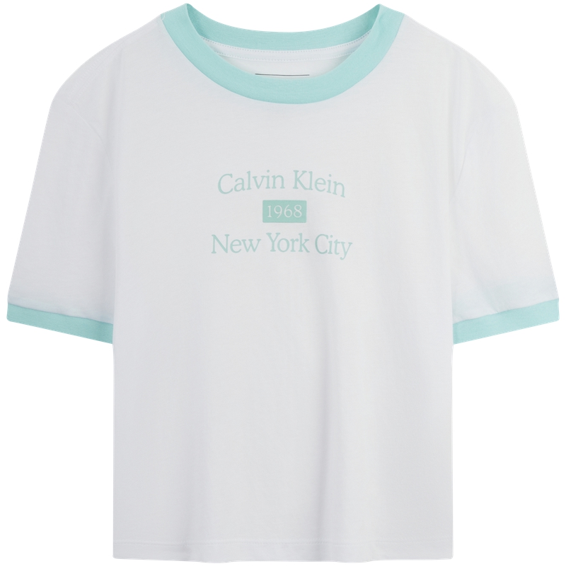 

Футболка Cotton с принтом логотипа Jeans Calvin Klein, белый/зеленый