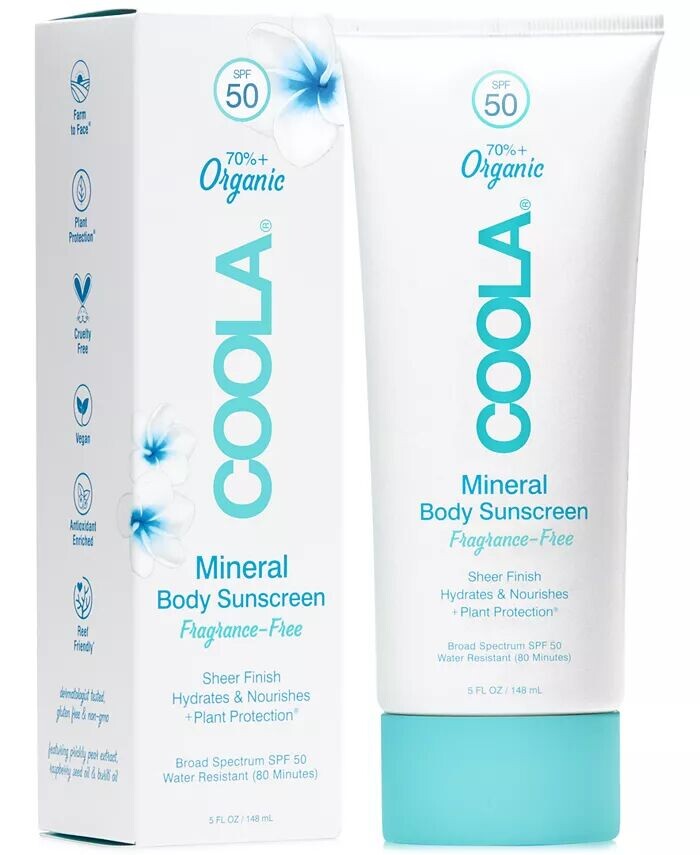 

Минеральный солнцезащитный крем для тела без отдушек SPF 50, 5 унций Coola