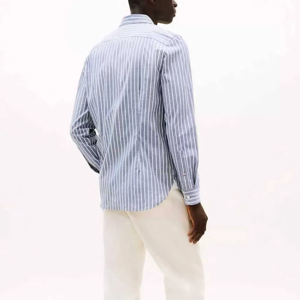 Рубашка мужская Gray Blue Stripes Moderate Tommy Hilfiger — фото 4