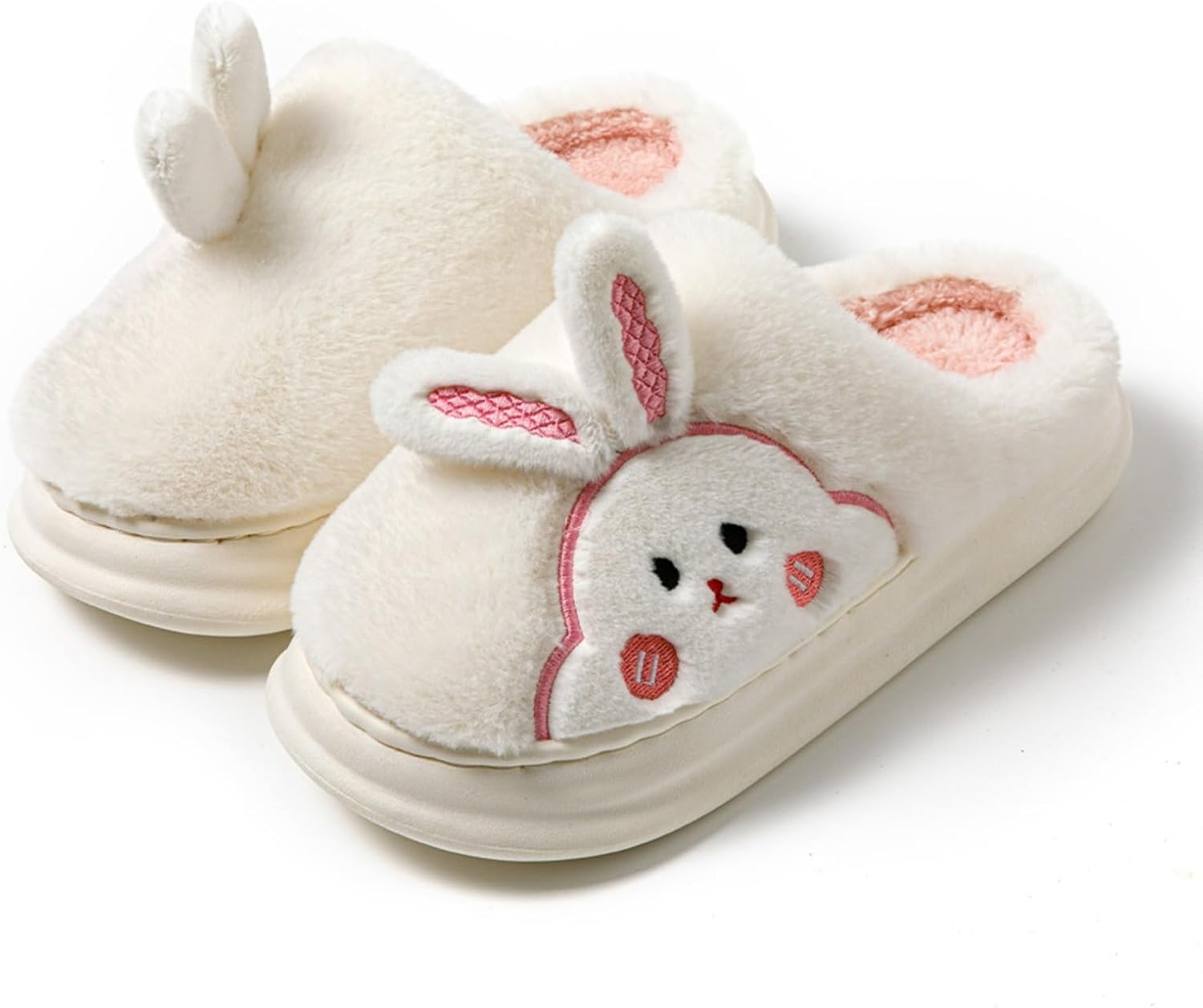 

Милые резиновые шлепанцы для женщин и мужчин с животными, забавные, пушистые, кавайные, для дома и улицы, мягкие, теплые, с нескользящей подошвой Elirar, белый