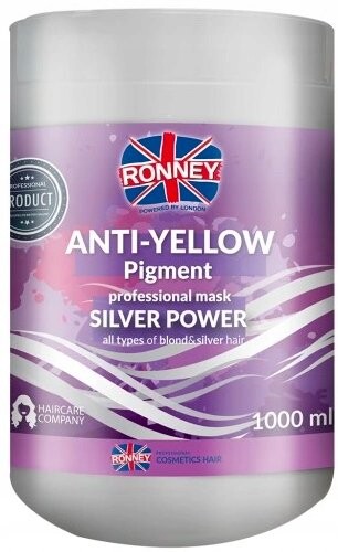Серебряная маска для осветленных и седых светлых волос, 1000 мл Ronney Anti-yellow, Silver power professional — фото 2
