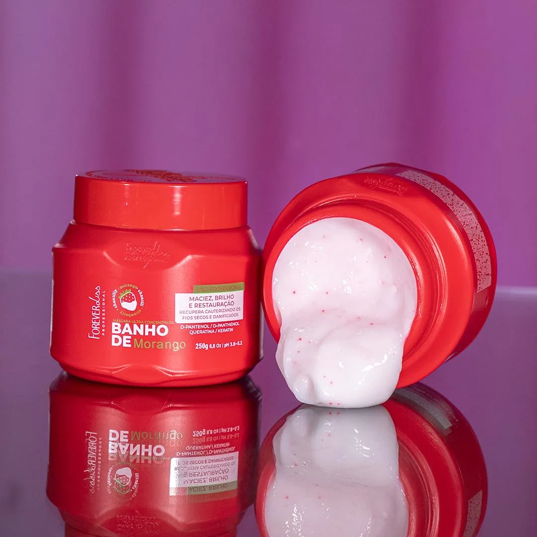 Маска для восстановления волос Forever Liss Banho de Verniz Strawberry D-Pantenol 250 г Forever Liss — фото 3
