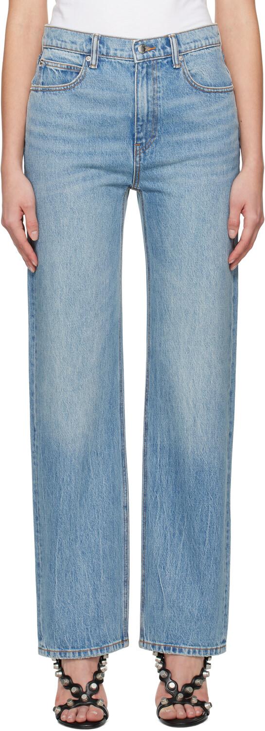 

Синие джинсы EZ средней посадки Alexander Wang, Vintage light indigo