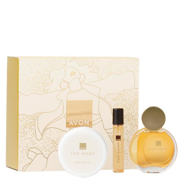 

ПОДАРОЧНЫЙ НАБОР AVON FAR AWAY ИЗ 3 КОСМЕТИЧЕСКИХ КОРОБОК ПОДАРОЧНАЯ КОРОБКА
