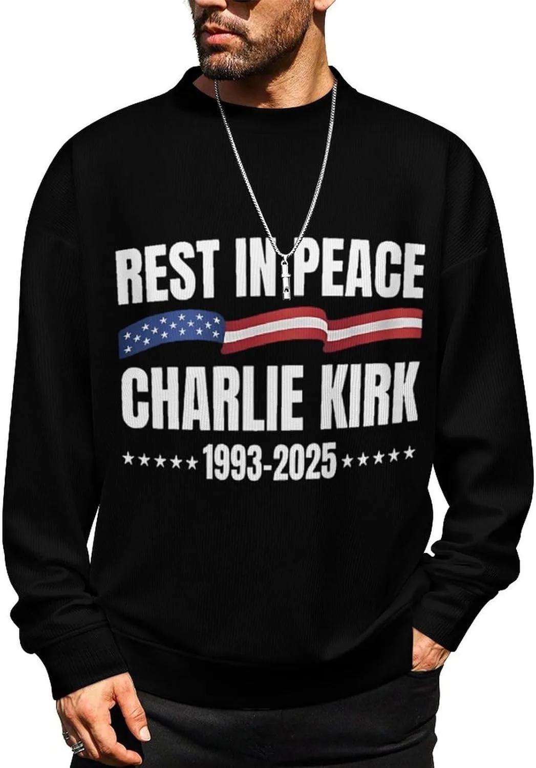 

Свитер Charlie Kirk мужской, свободный крой, длинный рукав CONGIRLBOON