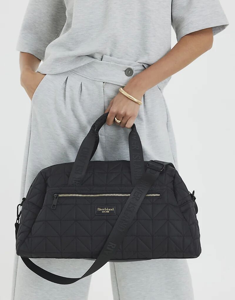 

Стеганая дорожная сумка River Island черного цвета