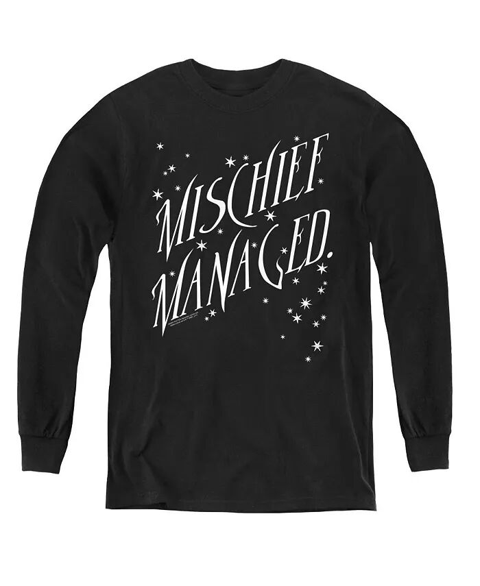 

Мальчики Молодежь Mischief Managed 4 Длинные рукава Толстовка Harry Potter, черный