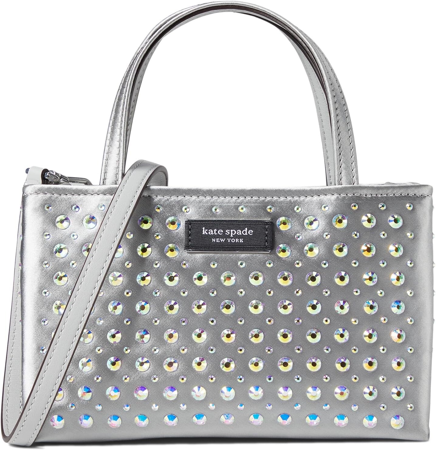 

Миниатюрная тканевая сумка-тоут Sam Icon с кристаллами Kate Spade New York, цвет Platinum Grey
