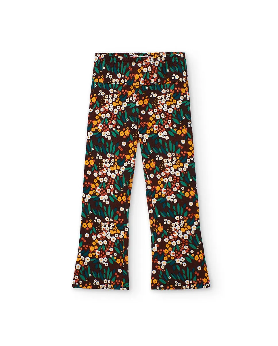 

Детские расклешенные леггинсы с цветочным принтом и эластичным поясом Boboli, мультиколор