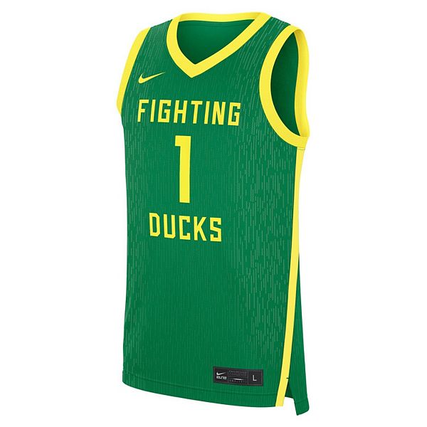 Мужская зеленая баскетбольная майка Oregon Ducks road replica Nike — фото 3