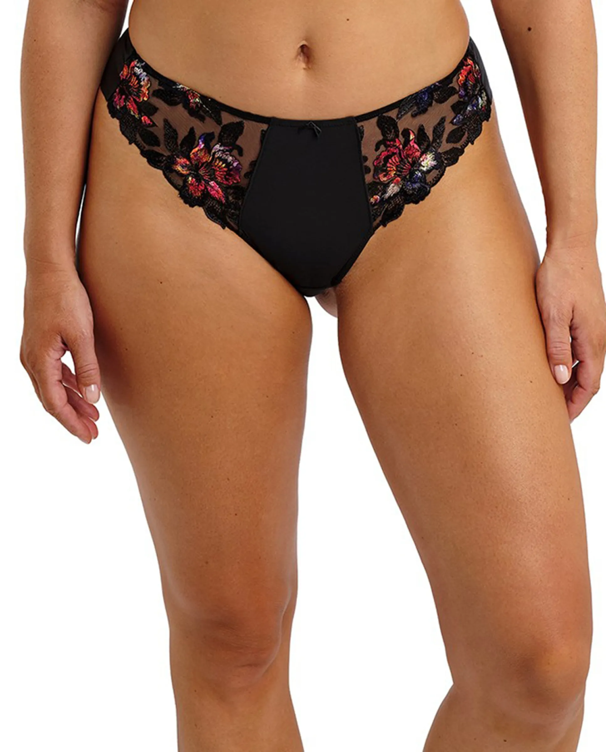 

Бразильские стринги с гладким кружевом и цветочным принтом Fantasie, черный