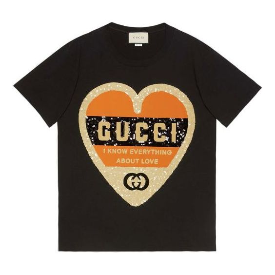 

Футболка (WMNS) Gucci Love Logo Round Neck Short Sleeve Black