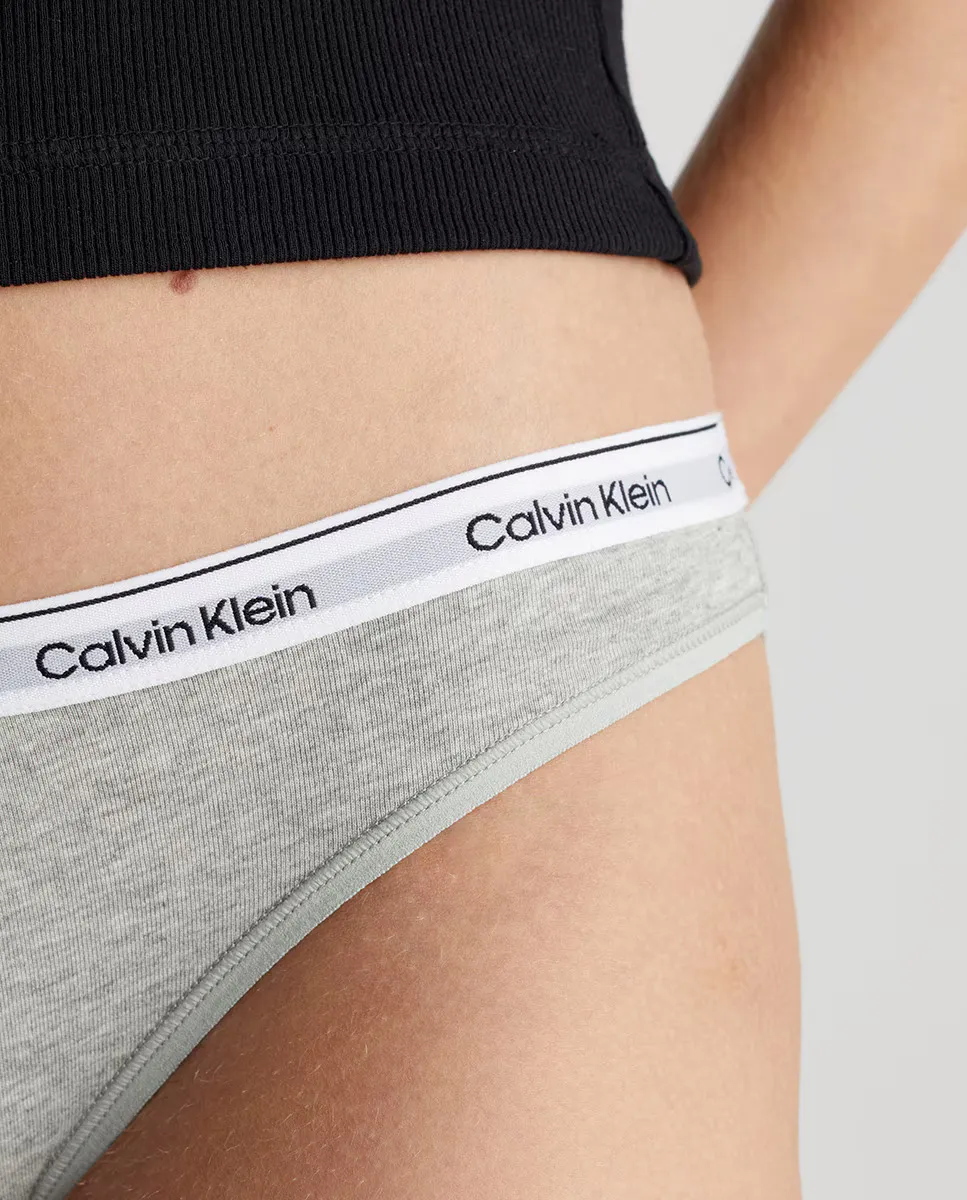 Классические трусы со средней посадкой и поясом с логотипом Calvin Klein, серый — фото 3