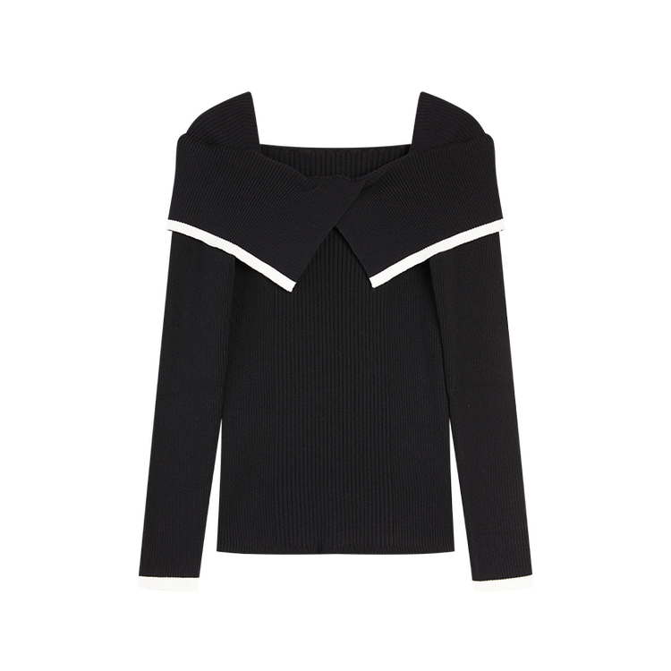 

ELLE Трикотажный жакет Women's Black Lapel Moderate