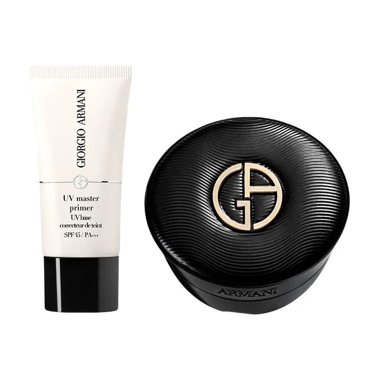 GIORGIO ARMANI ARMANI Black Luxury Air Cushion Makeup Sets Easy to Blend Natural 14g+30ml, Two-Piece Set: Silk Soft Light Cushion #2 14g+Crystal Soft Light Sun Protection Lotion 30ml