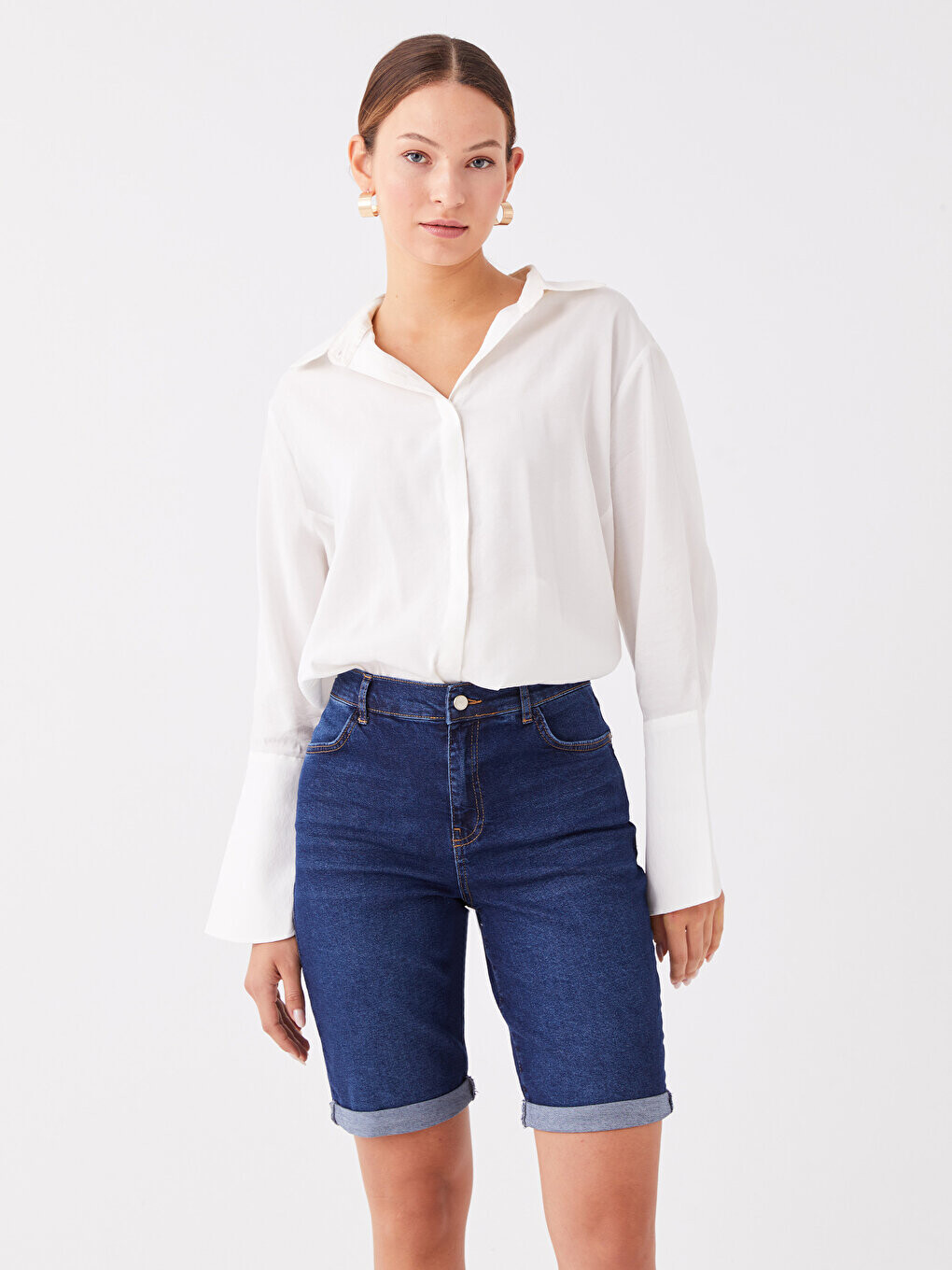 

Женские джинсовые шорты узкого кроя с нормальной талией LCW Jeans, темное родео