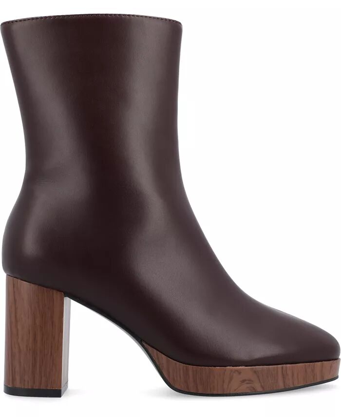 Женские ботильоны Romer Center Seam Platform Block Heel Journee Collection, коричневый — фото 2