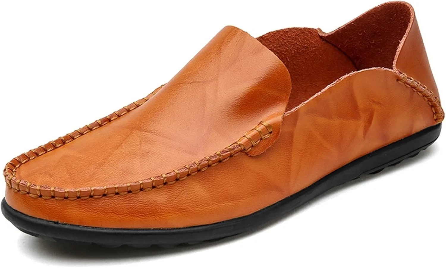 Лоферы мужские кожаные, модель Loafers for Men, красно-коричневый