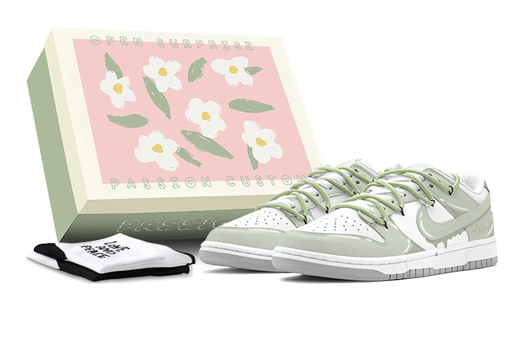 

Кроссовки для скейтбординга Dunk женские с низким верхом, зеленый/белый Nike
