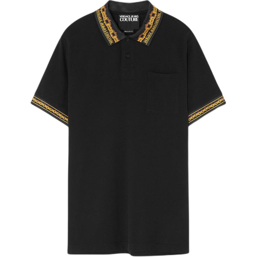 

Пике поло с контрастной отделкой VERSACE JEANS COUTURE, черный
