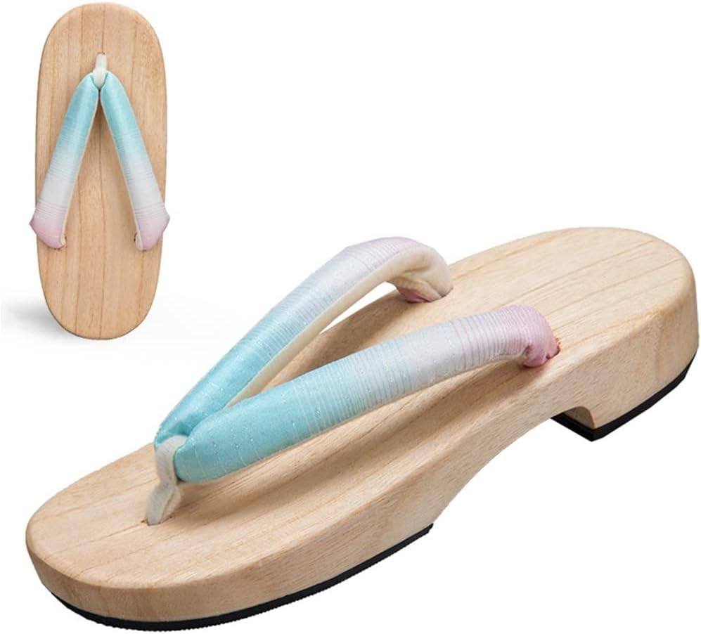 

Женские тапочки, женские и мужские домашние шлепанцы, открытый носок, традиционные сабо, сандалии гета, с плоским каблуком, широкий градиент, однотонные, повседневные тапочки (Цвет: Розовый B, Размер: 23 см) Kitcissl