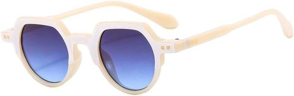 

Модные маленькие солнцезащитные очки неправильной формы для женщин в стиле ретро, ​​круглые, с прозрачными линзами цвета океана, защита от УФ-излучения UV400, для мужчин с заклепками, в стиле панк TVTBBVV, White