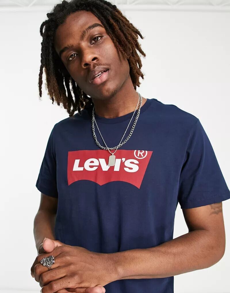 Темно-синяя футболка с логотипом Levi's — фото 3