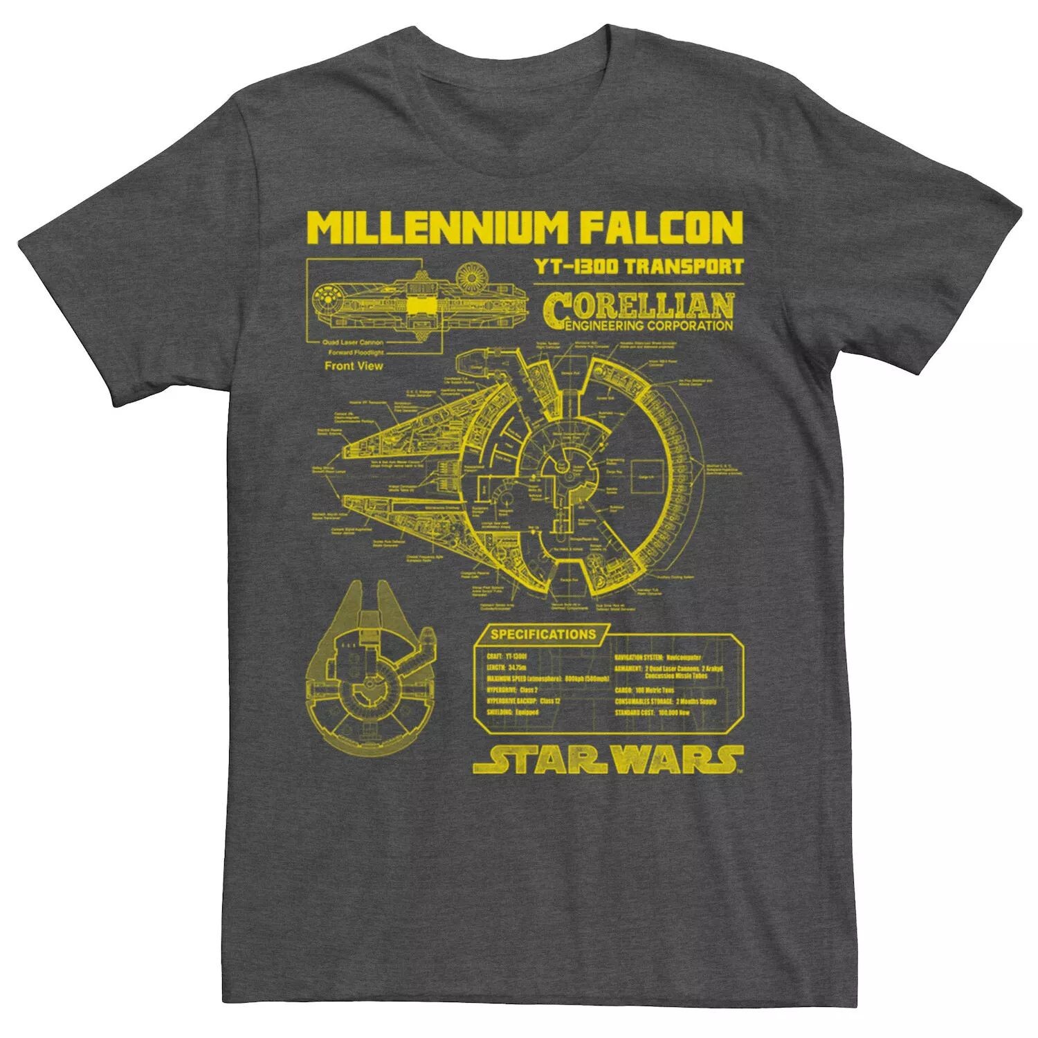 

Мужская футболка Millennium Falcon Schematics Star Wars