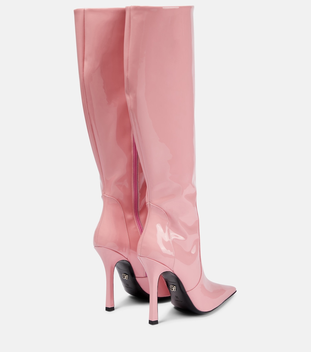 Сапоги из лакированной кожи до колена Blumarine, Bubblegum — фото 3