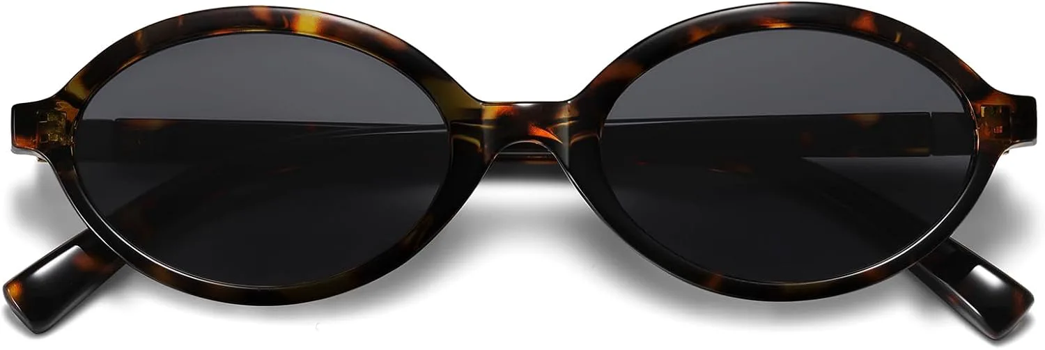 

Ретро-овальные солнцезащитные очки для женщин, модные классические солнцезащитные очки с защитой от УФ-излучения UV400 AOJINOJO, Tortoise/ Grey+black/Brown