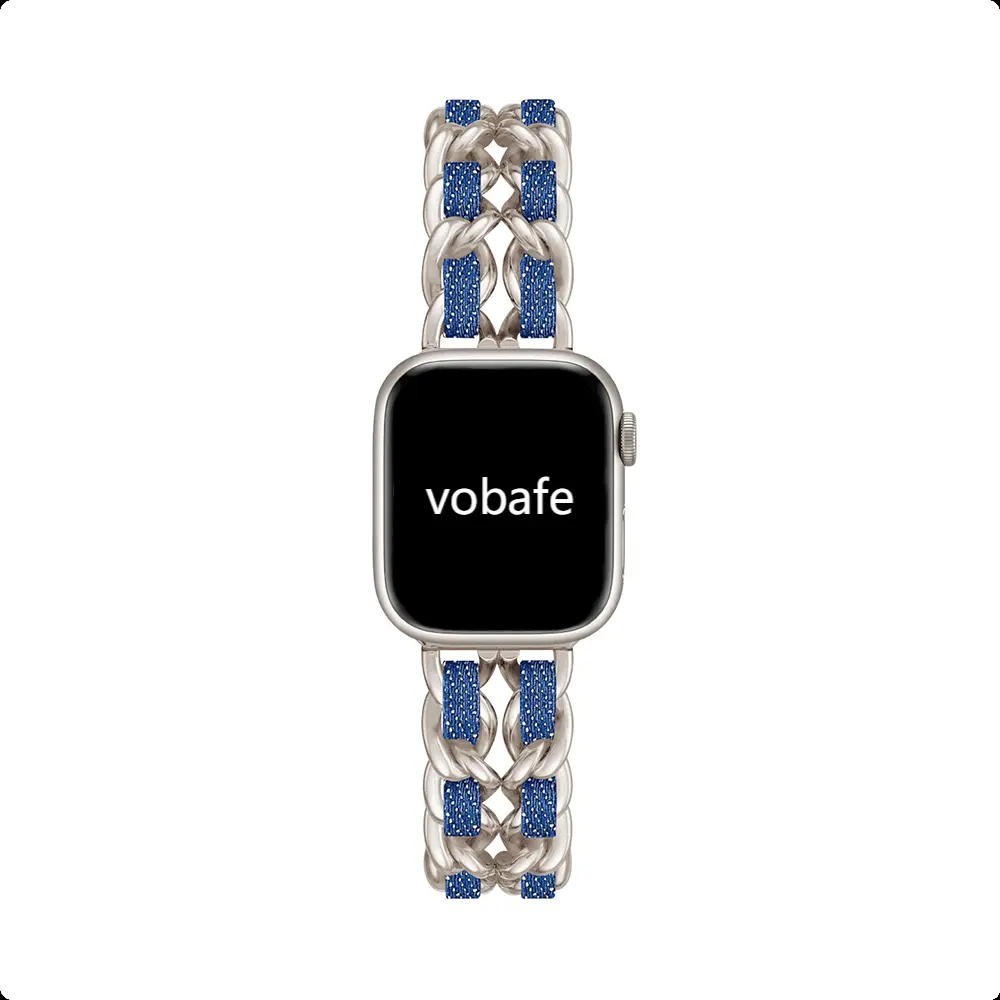 

Vobafe Часы Strap Apple Compatibility Metal, Starlight & Light Denim