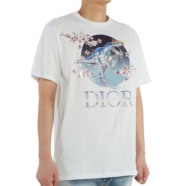 Футболка men's x sorayama crossover sakura dragon printing short sleeve white Dior, белый — фото 3
