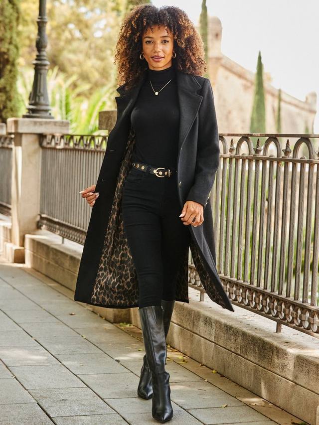 

Двубортное пальто из шерстяной смеси Sosandar, Black