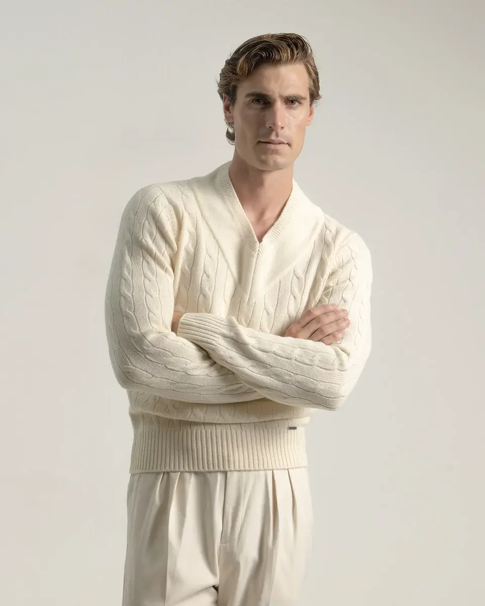 

Мужской шерстяной свитер для крикета PuroEgo, светло-бежевый