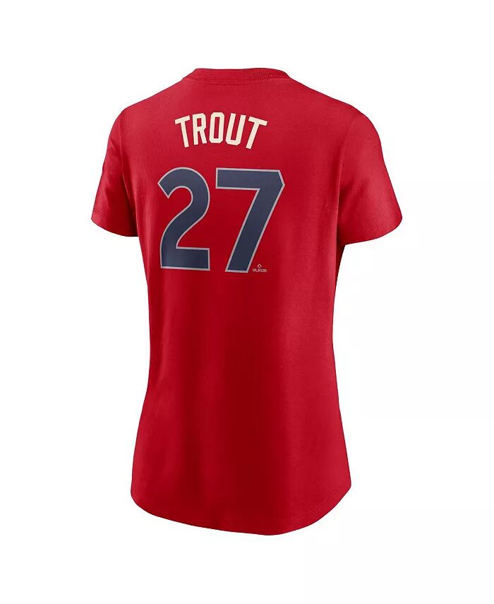 Женская футболка Майка Траута Red Los Angeles Angels 2024 City Connect Fuse с именем игрока и номером Nike — фото 2