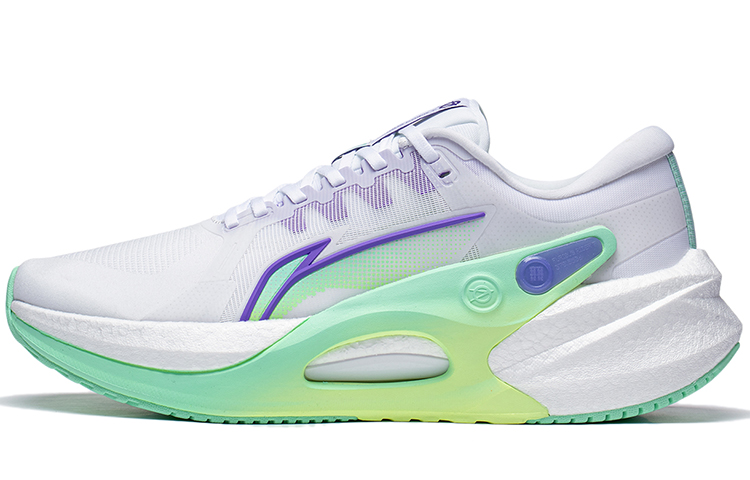 

LiNing Furious Rider 7.0 Rebound Low Top BOOM Technology Мужские беговые кроссовки для спринта Белый Фиолетовый, Стандартный белый/Флуоресцентный звездный фиолетовый