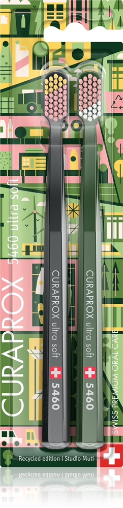 

Зубные щетки лимитированной серии из переработанных материалов 5460 ультрамягкие Curaprox, 2 шт
