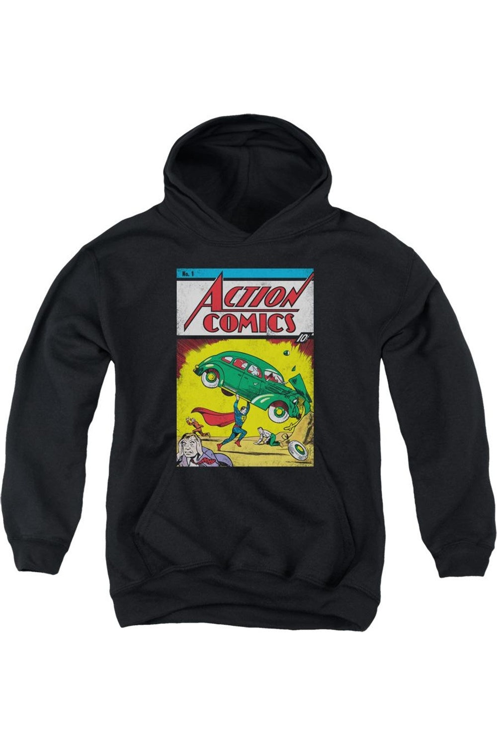 

Супермен Action №1 молодежная толстовка с капюшоном Gildan, темно-синий