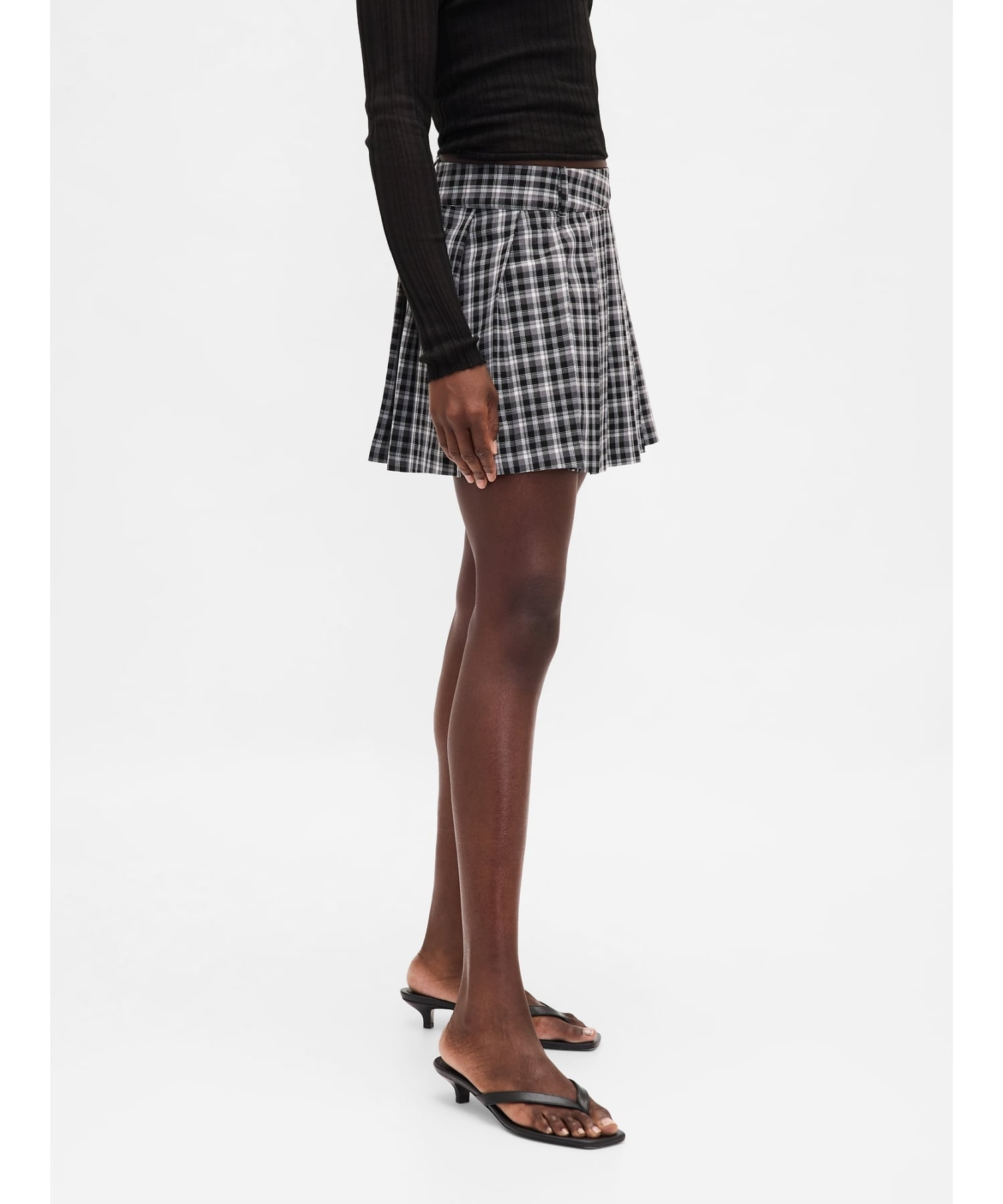 (W) Плиссированная мини-юбка/шорты GAP, GREY_PLAID — фото 3