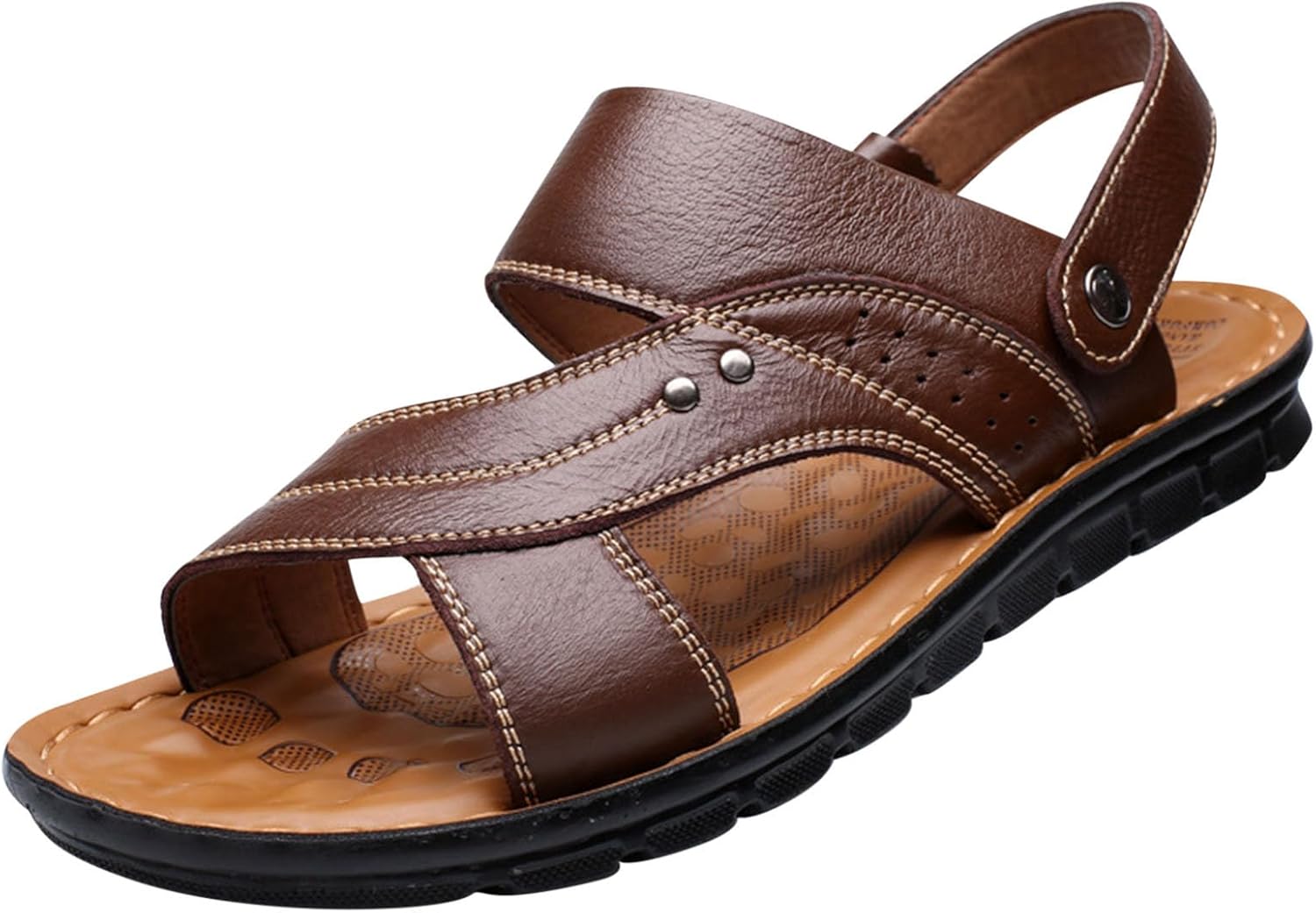 

Кожаные сандалии для мужчин, мягкие спортивные сандалии для улицы, дышащие ортопедические тапочки с противоскользящей подошвой, удобная обувь Generic, коричневый
