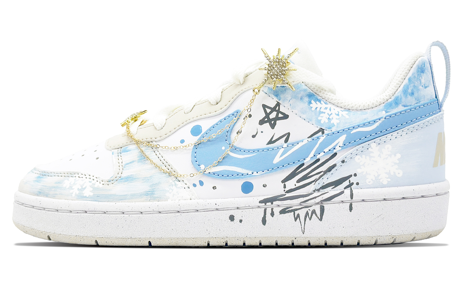 

Nike Court Borough Icy Snow Miracle нескользящие устойчивые к истиранию низкие детские скейтбординг кроссовки White для подростков