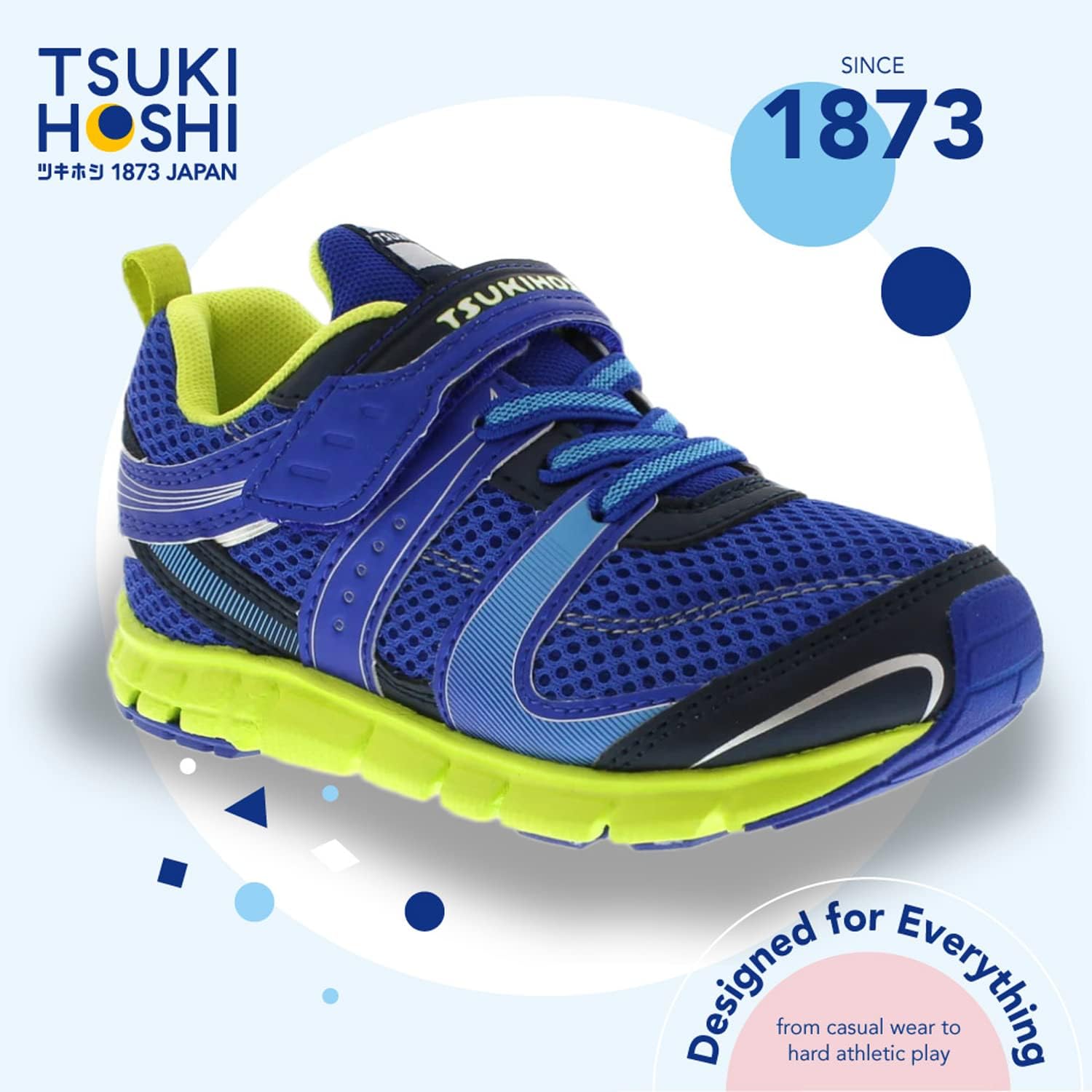Детские кроссовки TSUKIHOSHI Velocity - обувь для детей от 1 до 8 лет с застежкой-ремешком, пригодная для машинной стирки, с широким носком и нескользящей подошвой, синий — фото 3