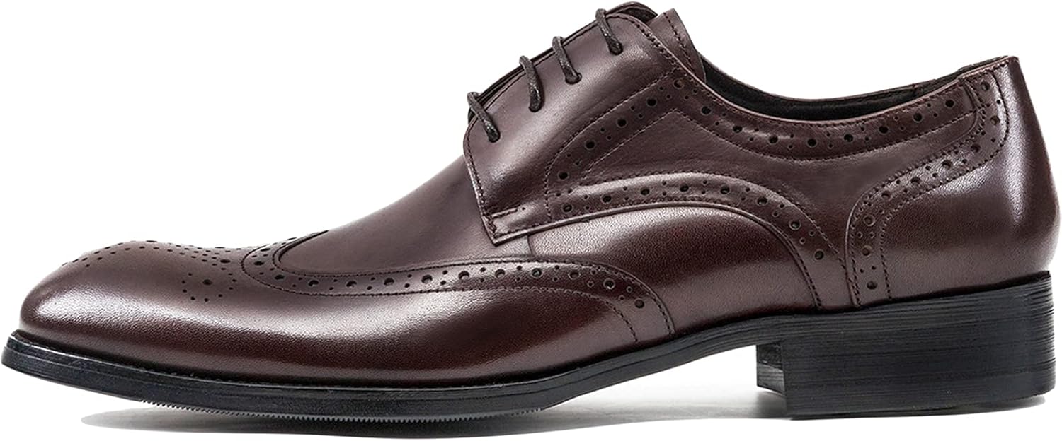 

Мужские черные кожаные оксфорды WKNBEU, деловая обувь с крыльями, классические формальные кожаные туфли на шнуровке для свадьбы, выпускного или вечеринки, синие- US7/UK6/EU39