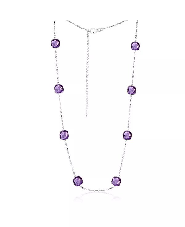 

Ожерелье из стерлингового серебра с квадратной оправой и драгоценными камнями Simona, amethyst