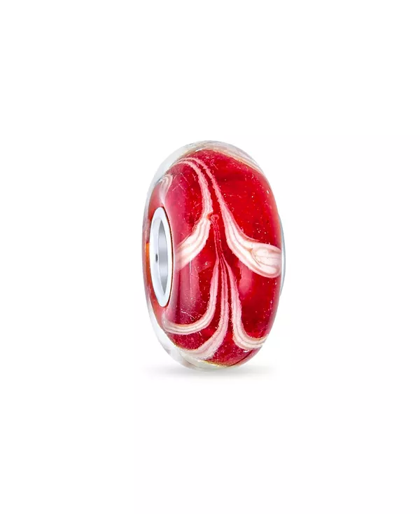 

Браслеты с подвесками из муранского стекла с красными и белыми лозами и сердечником из стерлингового серебра Bling Jewelry, red