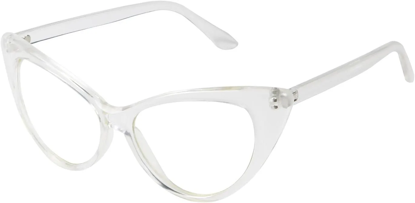 

AStyles - Солнцезащитные очки Super Cateyes в винтажном стиле, модные, в стиле модерн, с высокой заостренной оправой в форме «кошачьих глаз», в горошек, Clear Clear