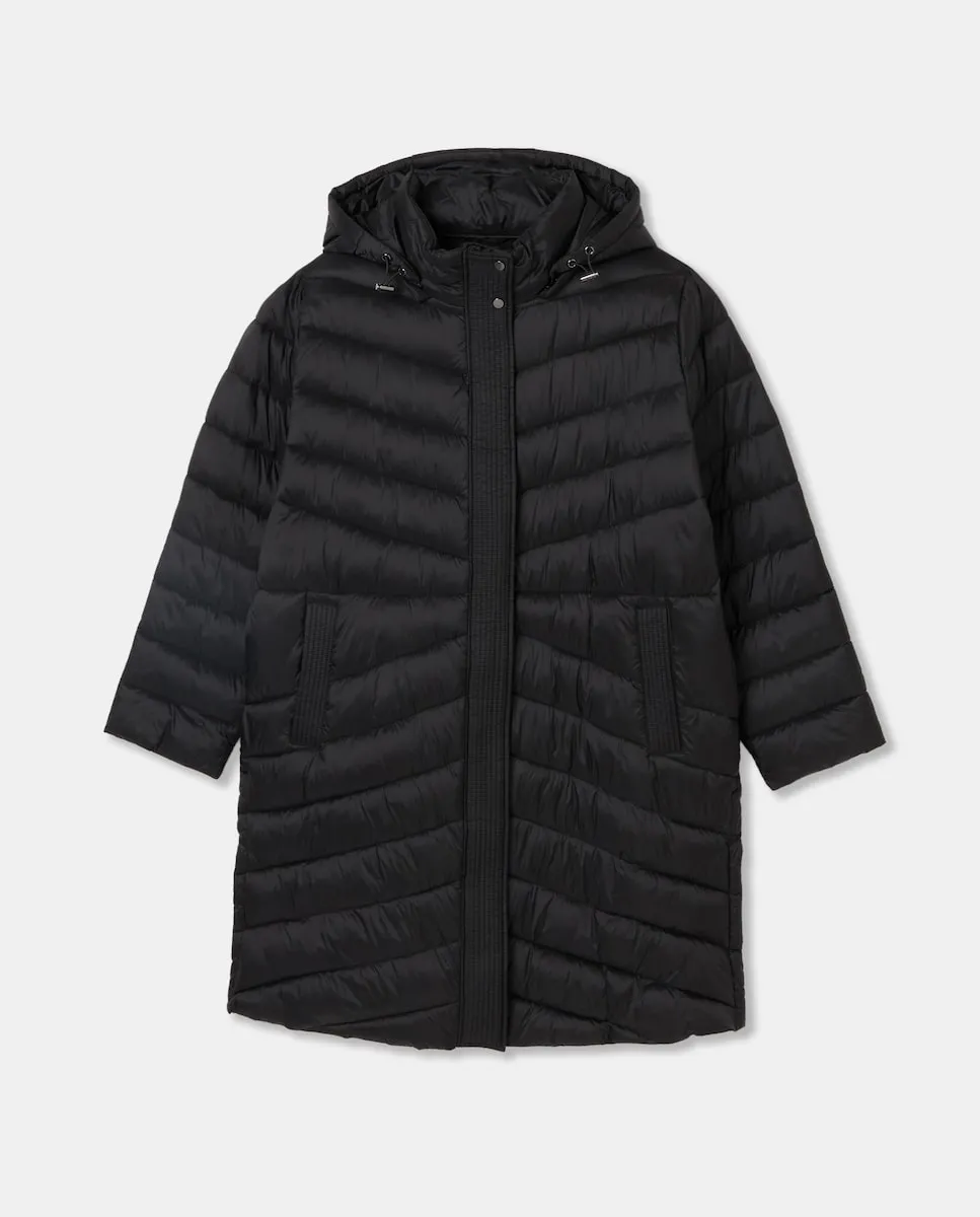 

Длинный гладкий пуховик для женщин Couchel, черный