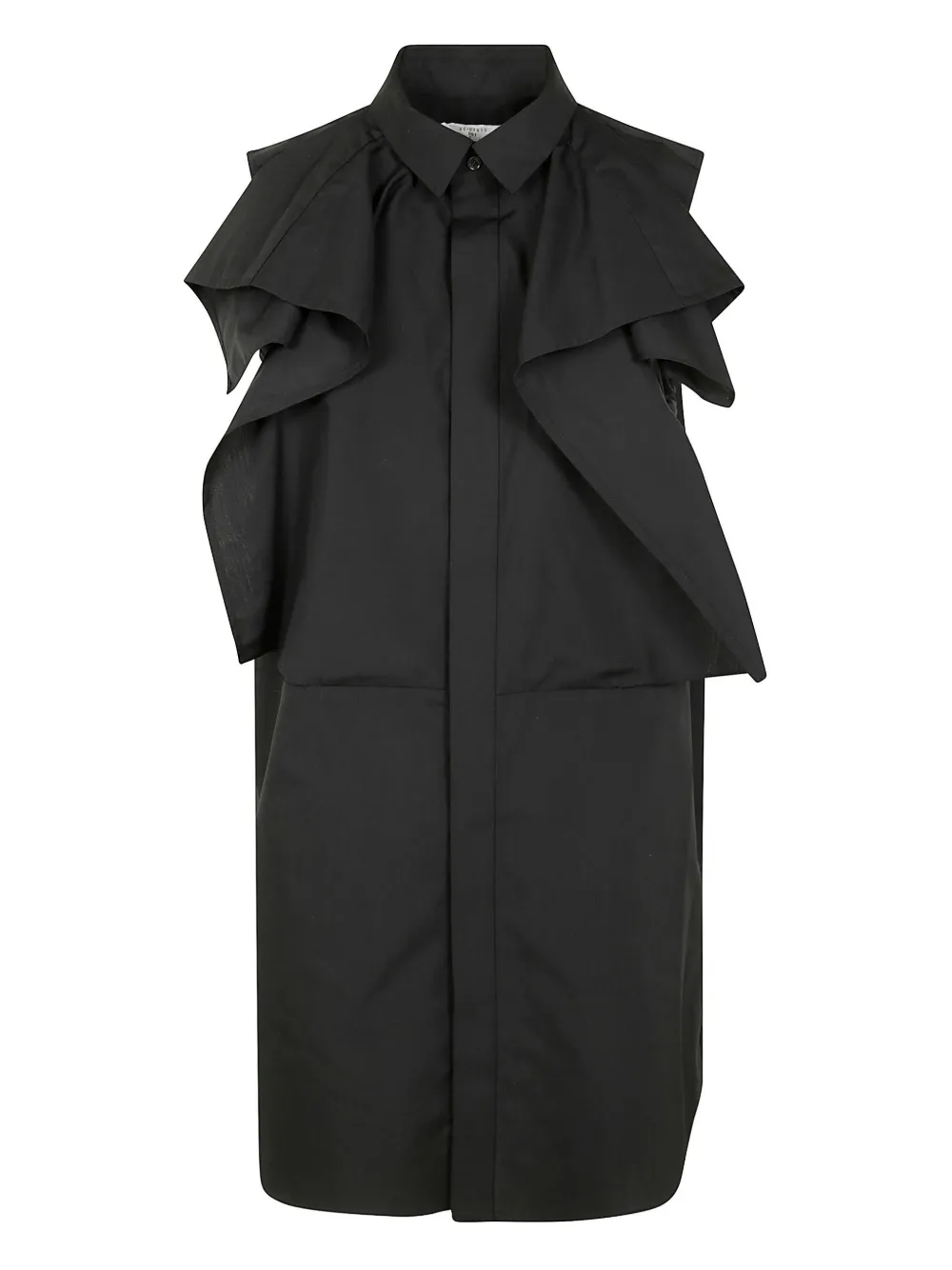 

Платье-рубашка с оборками SACAI, черный